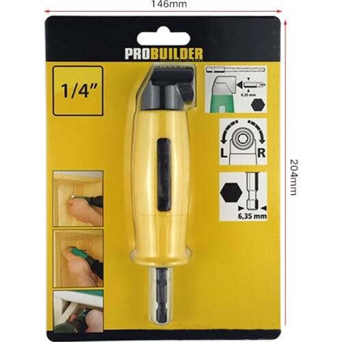 1/4 Inch Hex Drill Bit Socket Holder Adaptor Sleeve 90 Degree Angle Extension Right Driver Drilling Shank Screwdriver Magnetic