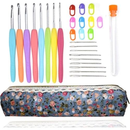 KOKNIT 9PCS Crochet Hook Set Yarn Weave Knitting Needles with size 2mm, 2.5mm, 3mm, 3.5mm, 4mm, 4.5mm, 5mm, 5.5mm, 6mm