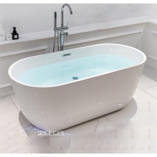 WTM-02538 1.5m Adult Acrylic Household Bathtub Oval Freestanding Tub Modern Bathroom Bathtub S-Trap With Tap Hardware Part