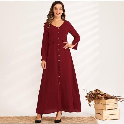Summer New Fashion Womens French V-neck Retro Hepburn Temperament Long-sleeved A-line High-waist Ladies All-match Dress