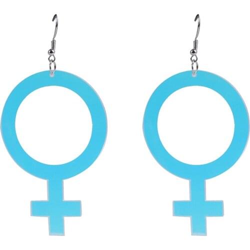 Laser Color Gender Symbol Acrylic Drop Earrings For Women Girls Geometric Colorful Long Dangle Earrings Fashion Party Jewelry