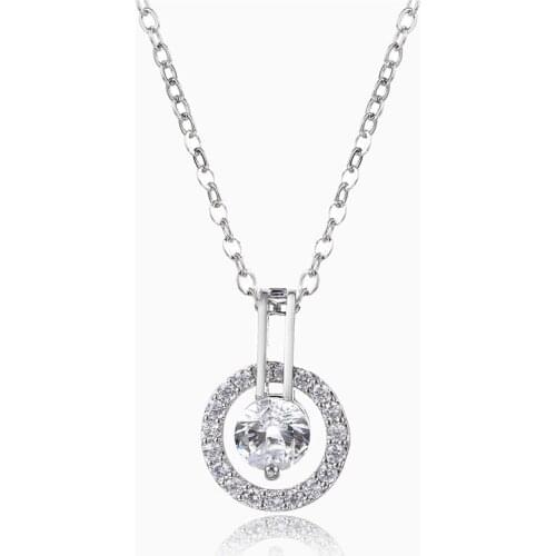 ZSLBS Fashion Necklace For Women Clavicle Chain Round Choker Crystal Zircon Pendant Necklaces Vintage Jewelry Gift Collier Femme