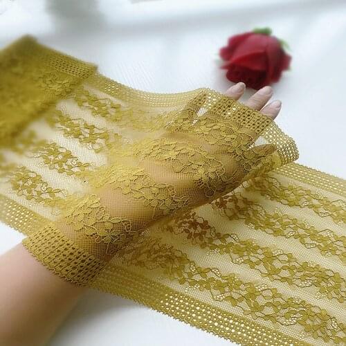 1M/lot 23cm wide Spring new dark yellow stretch lace Ladies skirt wrapped chest underwear trim accessories decoration X168