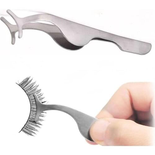 1pc False Eyelash Tweezers Fake Eye Lash Applicator Eyelash Extension Curler Nipper Auxiliary Clip Clamp Makeup Forceps Tool New