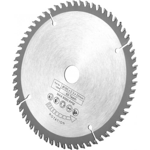 1Pc Silver Circular 165mm 60 Teeth + 1Pc Reduction Rings for Copper Iron Aluminum Plastics Wood