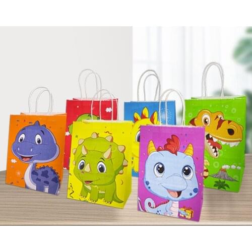 10/20pcs Cartoon Dinosaur party baby shower Children day Graduate Birthday party paper gift bag Kraft paper пакеты для упаковки