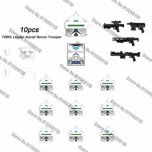 10PCS 798th Aerial Recon Troopers with Weaponry Set Building Blocks Bricks Star Action Figure Wars Toys Kids
