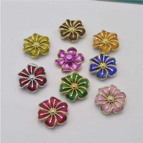 100pcs Buttons Flower style Sewing plastic Button Flatback Buttons For Clothing bag headwear DIY Corsage headwear