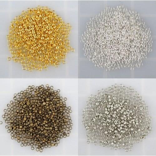 1000pcs/lot Wholesale Dia 2 2.5 3mm Gold Silver Bronze Rhodium Color Copper Ball Crimp End Beads For DIY Jewelry Making Findings