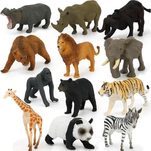 12Pcs/set Animal Figurine Toys Plastic Puzzle Learning Toys Simulated Wild Zoo Lion Giraffe Animals Model Toys
