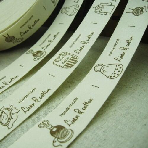 Booksew Garment Shoes Bags Label 2CM Width 100% Cotton Ribbons Handmade Words Design Printed Custom Clothing Label