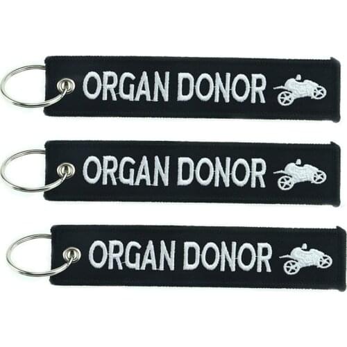 3 PCS/LOT Keychain Fashion Key Tag Organ Donor Keychain Holder for Motorcycles The Key to Happiness Key Fobs Embroidery Key Ring