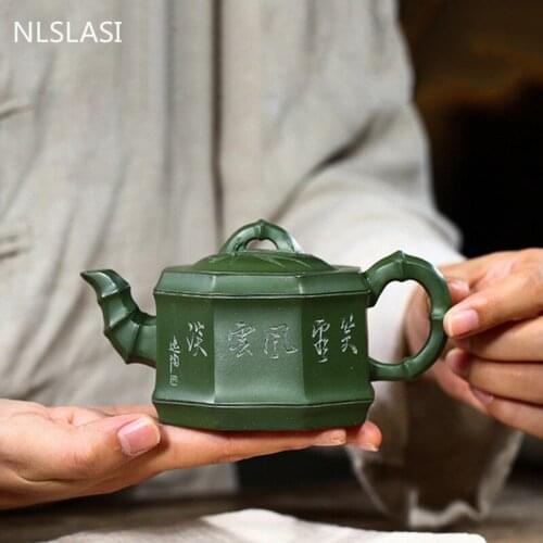 Yixing Boutique Tea Pot Purple Clay Teapots Raw ore Green Mud Handmade kettle Tea ceremony supplies Customized Authentic 220ml