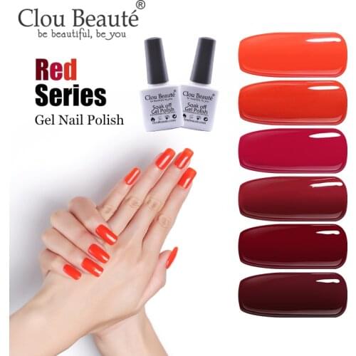 Clou Beaute Red Series Gel Nail Polish Nail Color Painting Gel Varnishes Lacquers Soak Off UV Gel Base Coat No Wipe Top Coat