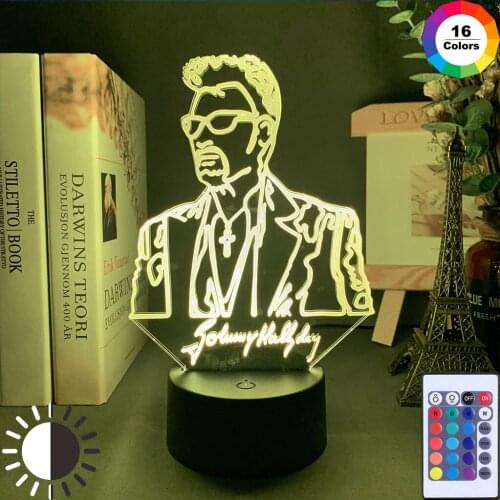 French Celebrity Johnny Hallyday Signature Led Night Light Fans Gift Home Decoration Color Changing Nightlight Bedroom Desk Lamp