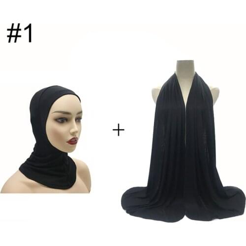 Hijab Jersey 2 Piece Set Muslim Women Hijab Turban Women Under Scarf Hijab Cap Veil Modal Hood Islamic Muslim Fashion Hijabs