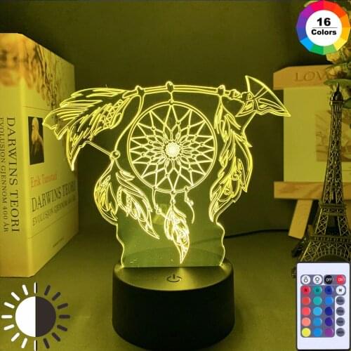 Hot Valentine Wind Chimes Table Lamp Switch Dream Catcher 3D Touch Night Light Bedroom Party Desk Decor Lamp Girls xmas