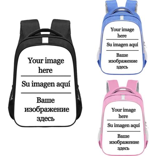 Customize the Image Logo canvas Backpack Women Men Travel Bags Children School Bags Boys Girls Book Bag kids Gift Backpacks