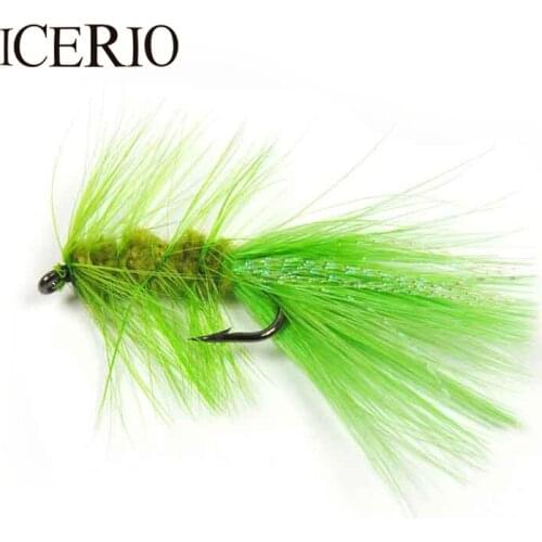 ICERIO 6PCS #6 Woolly Bugger Streamer Flies Salmon Fly Fishing Lures