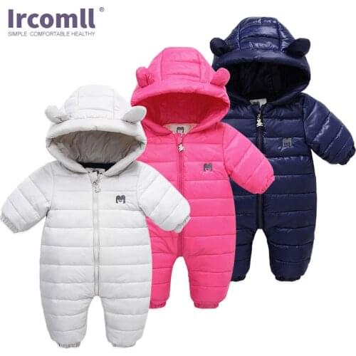 Ircomll infant baby winter autumn romper jacket jumpsuit baby toddler winter romper cute hoodie snowsuit with gloves