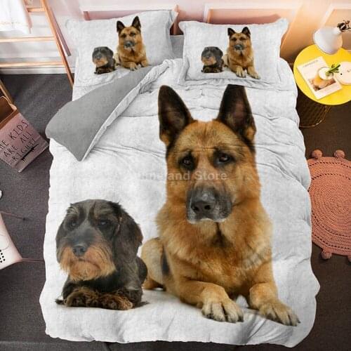 Pet Dog Bedding Set German Shepherd Animal 3D Print Comforter Luxury Duvet Cover Set Home Textile Decor Queen King Single Size