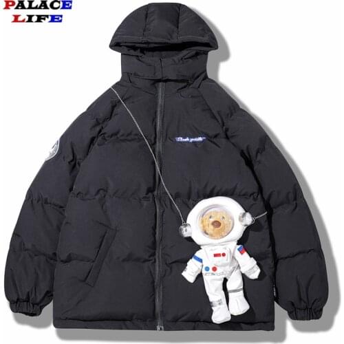 2021 Hip Hop Jacket Parka Men Gradient Embroidery Streetwear Harajuku Winter Padded Jacket Coat Couple Thick Warm Outwear