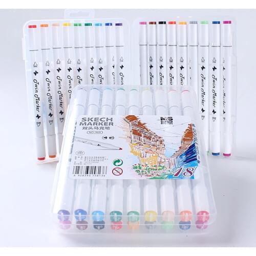 12/18/24/36 Colors Art Markers Brush Pen Sketch Alcohol Based Markers Dual Head Manga Drawing Set Pens Art Supplies Stationery