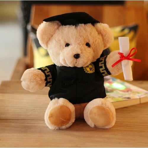 Graduation Bear Plush Doll Cute Stuffed Animal Bear Toy with Black Cap Ceremony Gift 25CM/35CM