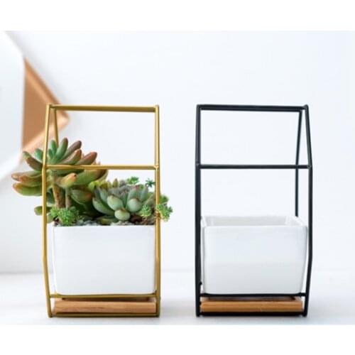 Minimalist Octagonal Geometric Wall Hanging Table Succulents Ceramic Flower Pot D0AD