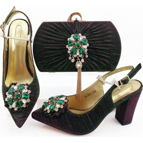 2020 Fashion Italian Style Applique Pumps Shoes And Purse Sets Newest Nigerian Woman Shoes And Bag Set For Evening Party