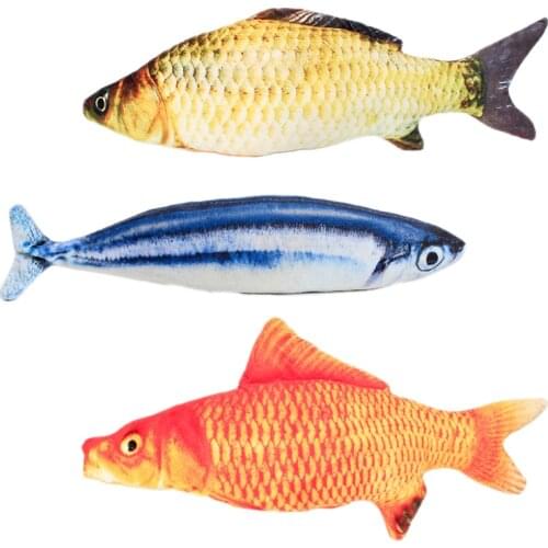 Pet Soft Plush Fish Shape Cat Toy Interactive Fish Catnip Toys Stuffed Pillow Doll Simulation Fish Playing Toy For Pet Supplies