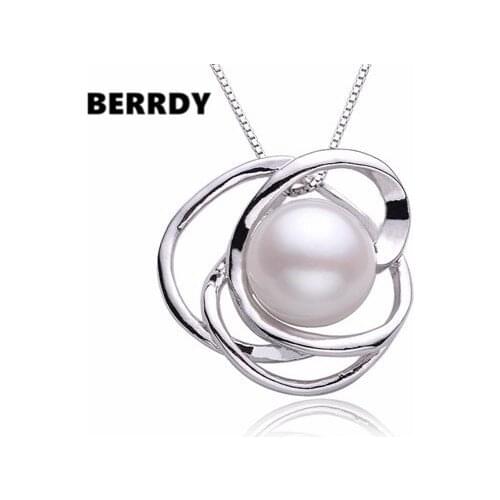 REAL PEARL Fashion Freshwater Pearl Pendant with Necklace Chain 9-10mm Pearl Size 4 Color