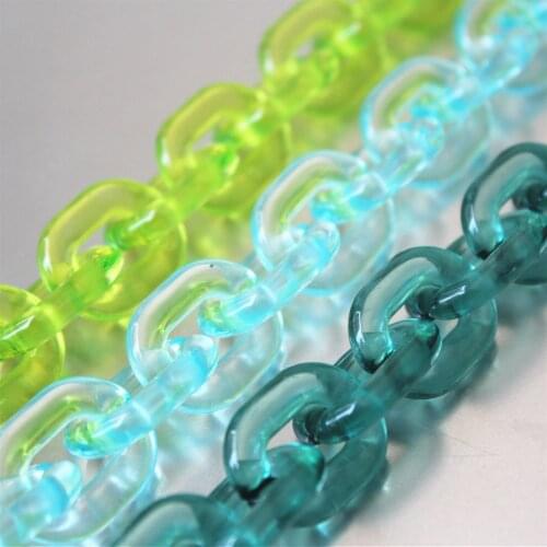 50pcs Neon Green Series Clear Acrylic Oval Chain Links,Open Plastic Necklace Chain Links,Size 24mmx18mm SV064