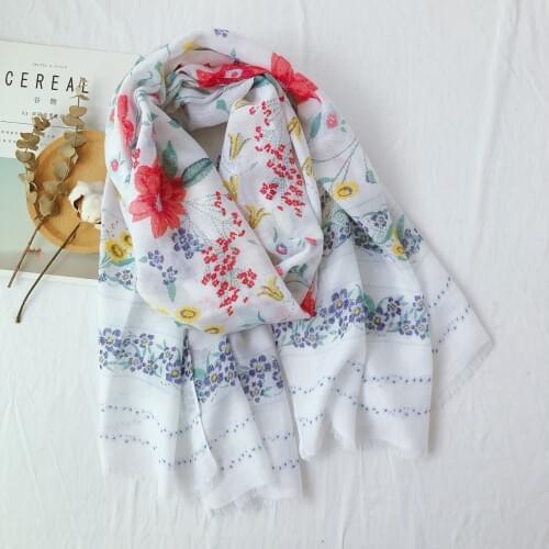 2019 New Fashion Cotton Flower Print Fringe Scarves Shawls Muslim Floral Blossom Wrap Scarf Muffler Islamic Hijab Free Shipping