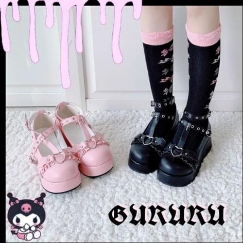 Lolita Shoes Kawaii Shoes Loli Devilian Little Bat Style Bowknot Demon Dark Goth Punk Platform Cosplay LoliShoes High Heel 5.5cm