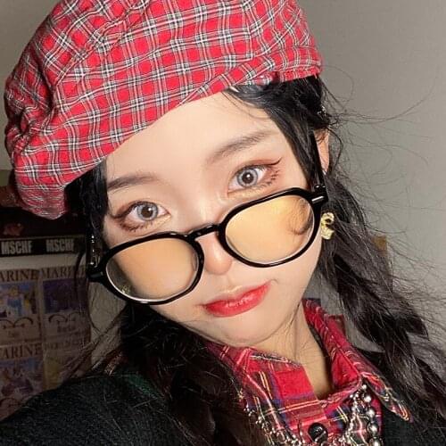 Anti-blue Protection Glasses Round Optical Prescription Computer Glasses Frame Women Anti Blue Transparent Decorative Glasses