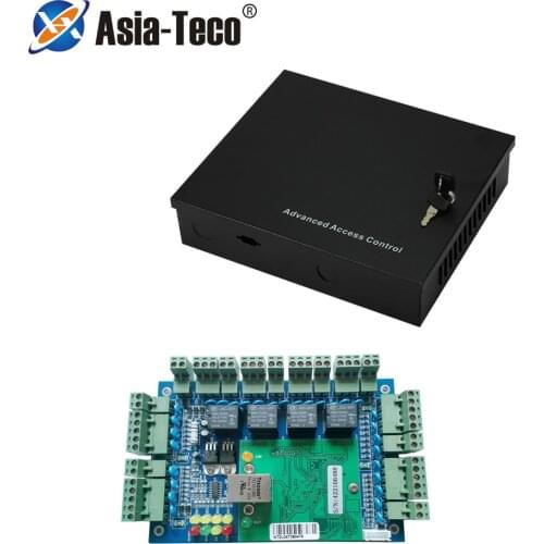 1/2/4 Door Controller TCP/IP Access Control Panel Board with DC12V 5A Metal Power Supply Converter Wiegand Controller