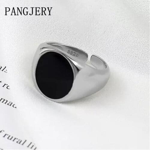PANGJERY Prevent Allergy 925 Sterling Silver Rings for Women INS Fashion Punk Hiphop Rock Simple Oval Anniversary Jewelry Gifts
