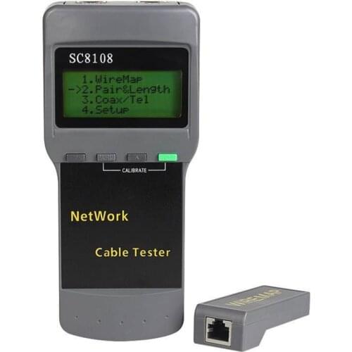 SC8108 LCD Digital PC Data Network Portable Multifunction Wireless CAT5 RJ45 LAN Phone Meter Length Cable Tester Meter