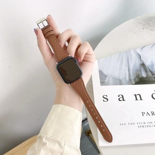 Professional Leather Bracelet Strap for Apple Watch Band 38/40mm Slimmer Link for Iwatch Wristband 42/44mm Series SE6 5 4 3 2 1