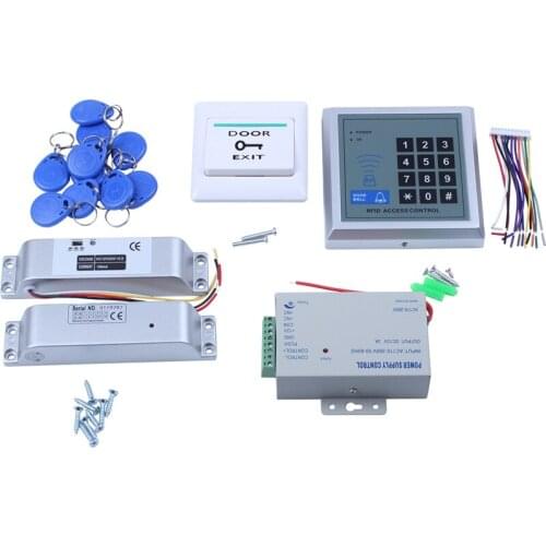 RFID Keypad Door Access Control System Kit Electric netic Electronic Door Lock Power Supply 5Pcs Key Fobs Full Set Door Secur