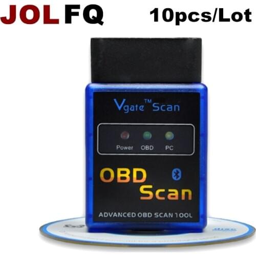 10pcs/lot Auto Car Code Reader Vgate ELM327 V2.1 HH Android Bluetooth OBD 2 OBD II Diagnostic Scan Tool elm 327 Scanner