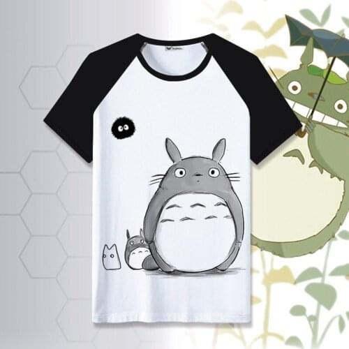 Totoro Clothes Hayao Miyazaki Cartoon Anime Peripheral Men and Women 2D World Tops Summer Short-Sleeved T-shirts anime shirt