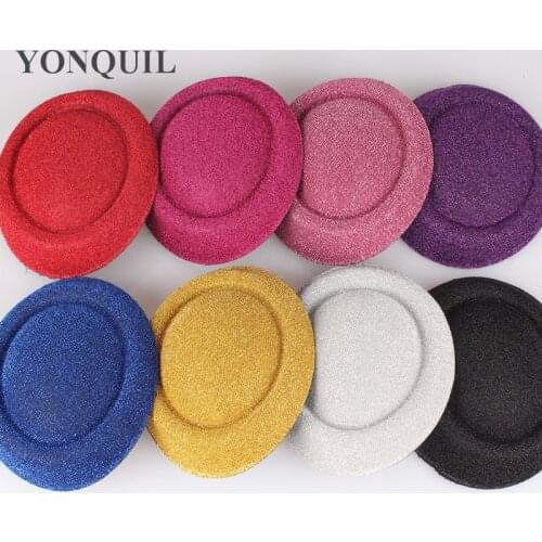 6.3"(16Cm) 8Colors Mini Top Hat Fascinator Base Children Party Hat Glitter Hats Women Craft DIY Hair Accessories 12Pcs/Lot SYB23