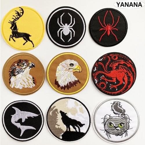 Animal portrait Badge for Clothing Iron on Embroidered Sewing Applique On Fabric Badge DIY Apparel Accessories