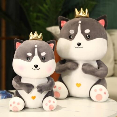 1pc 23-60CM Lovely Cartoon Husky Plush Toys Cute Dog Wear Crown Dolls Sofa Cushion Animal Pillow Kids Birthday Christmas Gifts