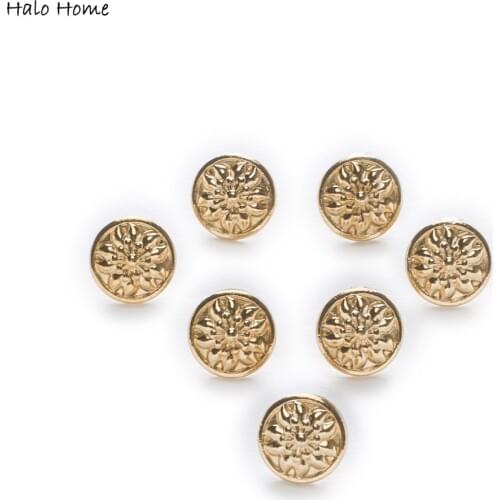 10pcs Flower Gold Metal Shank Buttons Shirt Clothing Sewing Decor Replace Fabric Covered Embellishment 10mm
