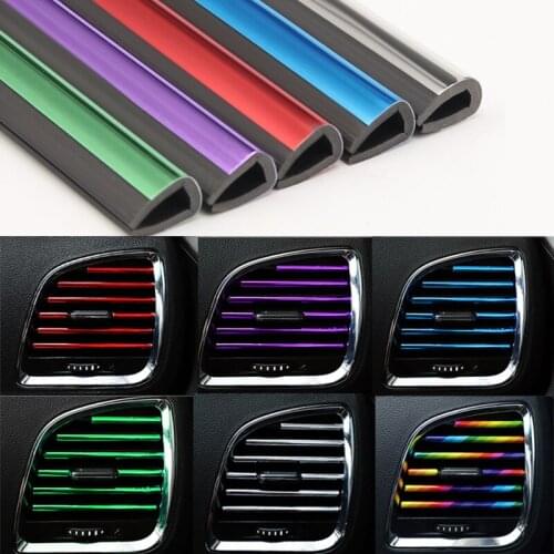 10pcs Universal Car Air Outlet Grille Vent Trim Strip Chrome U Shape Air Conditioner Plating Decoration Strips DIY Car-styling