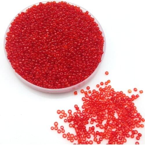 16g 1000pcs 2mm 12/0 Red Transparent Round Loose Spacer Beads Cezch Glass Seed Beads Handmade Jewelry Making DIY Garment Bead