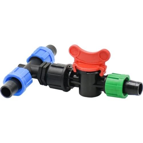 16mm Drip Tape Tee Connector Hose Water Splitter With Lock Nut Tap 3-Way Drip Irrigation Tape Coupler 1 Pcs